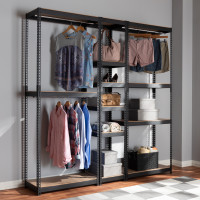 Baxton Studio BH06/BH09/BH12-Black-Shelf Gavin Modern and Contemporary Black Metal 10-Shelf Closet Storage Racking Organizer